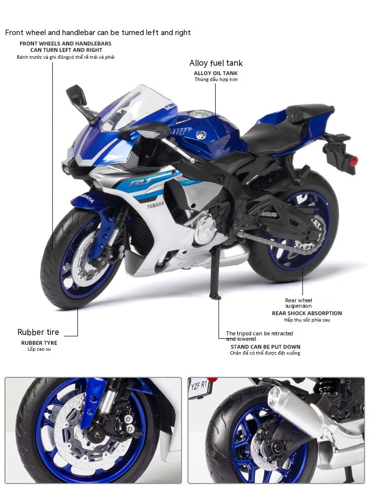 1:12 Scale Motorcycle Model Die Cast Metal with Plastic Parts Motorcycle 2020 YAMAHA YZF-R6