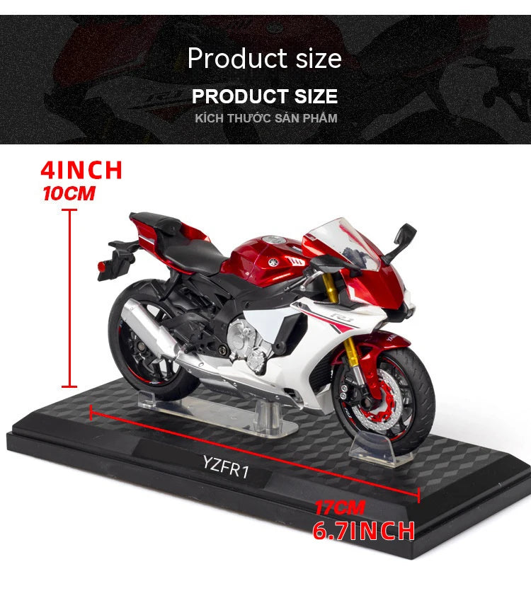 1:12 Scale Motorcycle Model Die Cast Metal with Plastic Parts Motorcycle 2020 YAMAHA YZF-R6